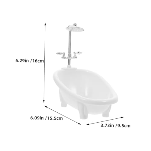 VANZACK 2 Stück Teiliges Puppenhaus Badezimmer Miniatur Badewanne mit Dusche Stilvolles Badezimmer Möbel Zubehör für Jungen und Mädchen Kompatibel mit Puppenhaus Einrichtung von VANZACK