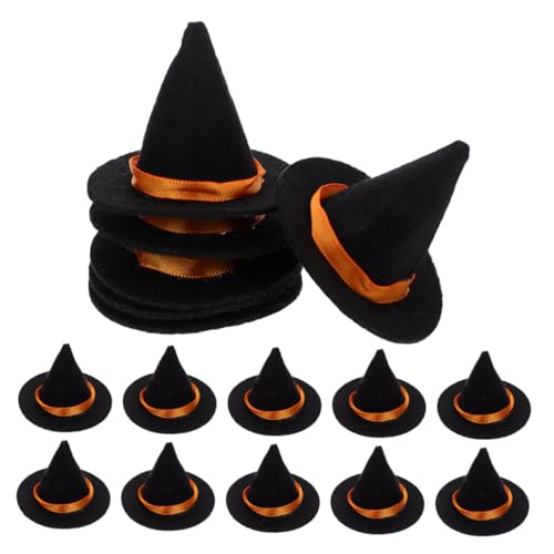 VANZACK 20 Stück Mini Filz Hexenhüte Kleine Zauberer Hüte Weinflaschen Dekoration Miniatur Halloween Party Zubehör DIY Kreativität für Zuhause und Feierlichkeiten von VANZACK