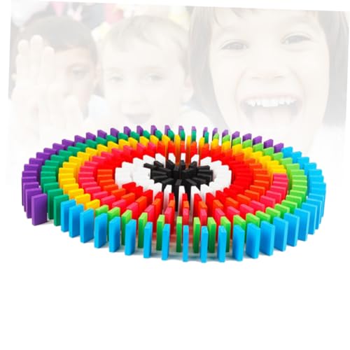 VANZACK 200 Stück Teiliges Domino bausteine aus Hochwertigem Holz Buntes Regenbogenfarben bauspielzeug für Fördert Kreativität Balance und Zusammenarbeit Lernspielzeug und von VANZACK