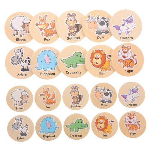 VANZACK 20Stücke Holz Memory Spielkarten Für Pädagogisches Gedächtnisspiel Fördert Konzentration Und Gedächtnis Montessori Tiere Design Spielspaß Für Kleinkinder von VANZACK