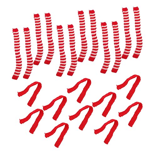 VANZACK 20Stücke Kreative Mini Wollschals Für Puppen Puppenschals Mit Roten Und Grünen Streifen Für Party Dekorationen Und Bastelprojekte von VANZACK