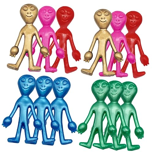 VANZACK 20Stücke Teiliges Alien Spielzeugset aus Biegsame Dekompressionsfiguren für Stressabbauendes Sinnesspielzeug für Geburtstagsfeiern und Feiertage Farblich von VANZACK