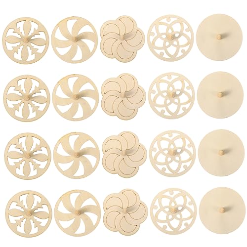 VANZACK 20Stücke Unvollendete Holzgyroskope Zum Ausmalen Für DIY Kreativspielzeug Unbeschichtete Holzoberflächen Mitgebsel Für Kindergeburtstage Und Bastelprojekte von VANZACK