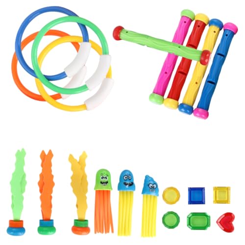 VANZACK 21 Stück Teiliges Tauchspielzeug aus Hochwertigem Kunststoff mit Bunten Tauchringen Sticks und Meeresfiguren Sicher und Griffig für Schwimmbad und Anfänger zum Zufällige Farbe VANZACK 21 Stück Teiliges Tauchspielzeug aus Hochwertigem Kunststoff mit Bunten Tauchringen Sticks und Meeresfiguren Sicher und Griffig für Schwimmbad und Anfänger zum Zufällige Farbe von VANZACK