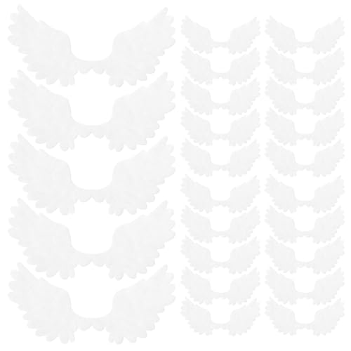 VANZACK 25 Stück Teiliges Weiße Engelsflügel Aufnäher für DIY Kleidung Applikationen Pailletten Flügel Patch Kostüm Zubehör zum Aufbügeln und Reparieren von VANZACK