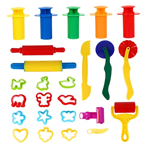 VANZACK 25Stücke Teiliges Knete Werkzeug Set Für DIY Teigwerkzeuge Mit Rollern Ausstechformen Und Nudelholz Kreatives Für Jungen Und Jahren von VANZACK