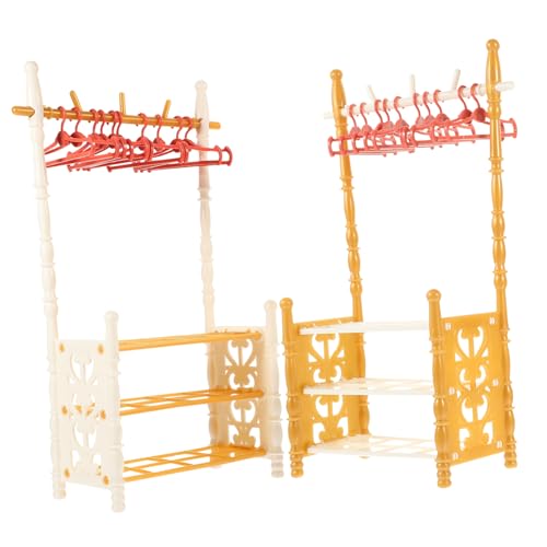 VANZACK 2Sätze Mini Kleiderbügel Und Mini Hausschuhregal Kleidermöbel Für Puppenhäuser Zufällige Farben Zubehör Für Kreatives Und Dekoration von VANZACK