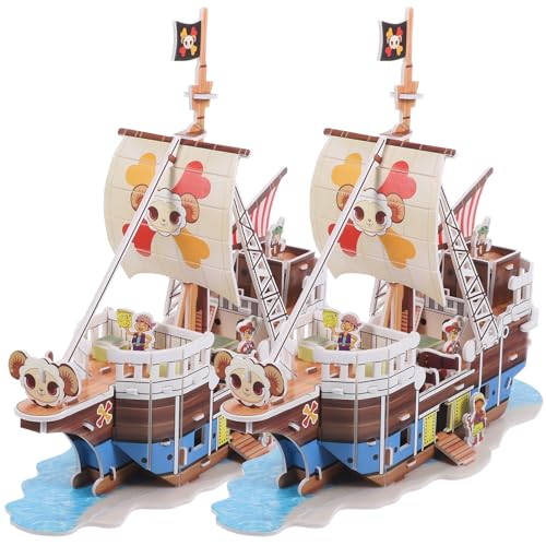 VANZACK 2Sätze Piratenschiff Puzzle Bausatz Papiermodell für und Kreatives Segelboot für Bastelprojekte für Weihnachten und Geburtstage von VANZACK