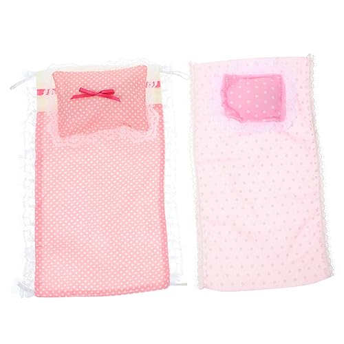 VANZACK 2Sätze Puppenhaus Bettwäsche Bettlaken Und Kissen Zubehör Für Puppen Schlafzimmer Mini Schlafzimmerzubehör Für Puppenbetten Und Puppenwagen von VANZACK
