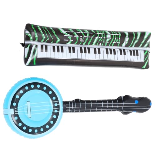 VANZACK 2Stücke Aufblasbare Musikinstrumente Inflatable Electronic Keyboards Und Banjo Lustiges Inflationsspielzeug Für Partys Disco Und Foto Requisiten Klavier Banjo von VANZACK