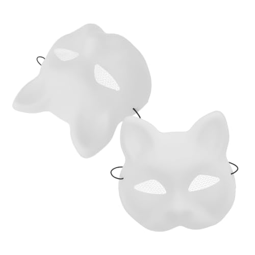 VANZACK 2Stücke DIY Katzenmaske Kunststoff Leere Malmaske für Halloween Kostümpartys Kreative Bastelprojekte von VANZACK