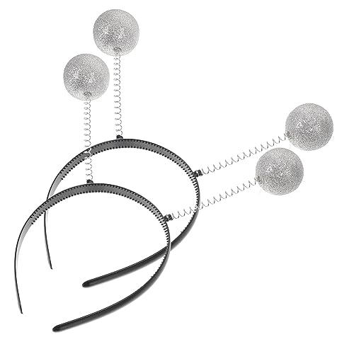 VANZACK 2Stücke Glitzer Schaumstoffball Stirnbänder Silberne Kugelkopfstopper Kopfbedeckung Für Halloween Party Kostüm Zubehör Leichtes Headwear von VANZACK