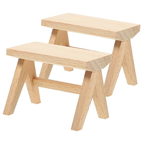 VANZACK 2Stücke Hocker für Puppenhaus Holz Möbel Modell für Schlafzimmer und Wohnzimmer Dekoration für DIY Puppenhaus Fans VANZACK 2Stücke Hocker für Puppenhaus Holz Möbel Modell für Schlafzimmer und Wohnzimmer Dekoration für DIY Puppenhaus Fans von VANZACK