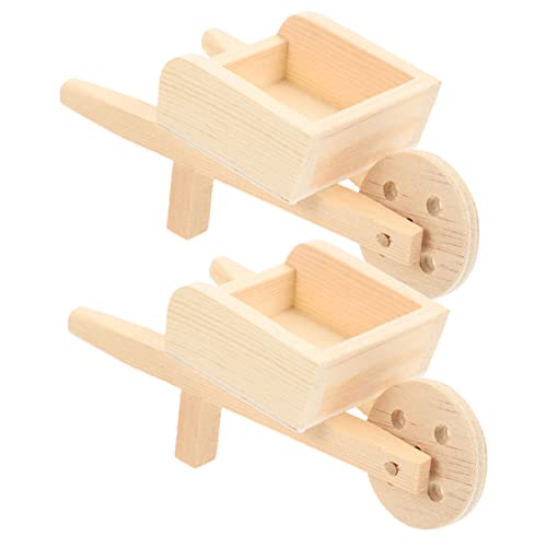 VANZACK 2Stücke Holzkarren Modelle Für Puppenhaus Dekorative Mini Schubkarren Aus Holz Für Garten Und Innenbereich Für Dioramen Und Mikrolandschaften von VANZACK