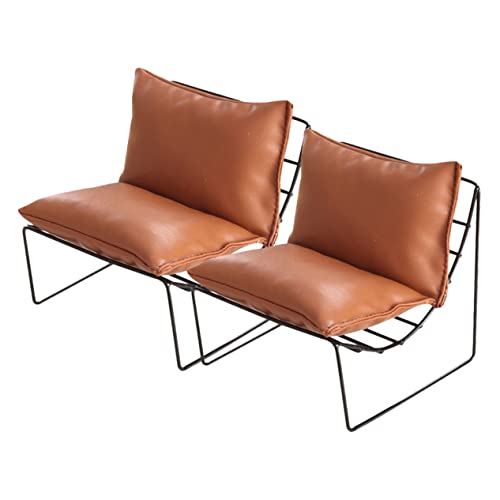 VANZACK 2Stücke Mini Lazy Chairs Hausmöbel Deko Zubehör Für Puppenhäuser Kleine Braune Sofastühle Für Kreative Miniaturprojekte von VANZACK