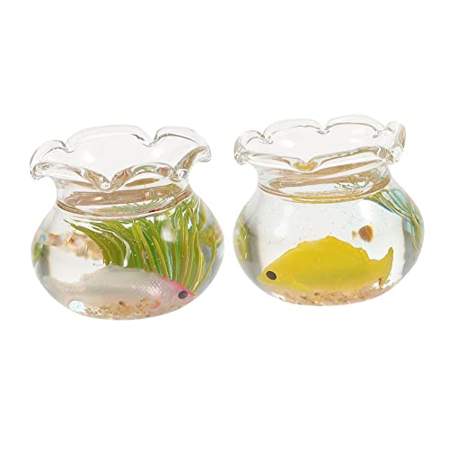 VANZACK 2Stücke Puppenhaus Dekorative Miniaturgoldfisch Tanks Für Tischmittelstücke Und Puppenspielzeug Zufällige Farben von VANZACK