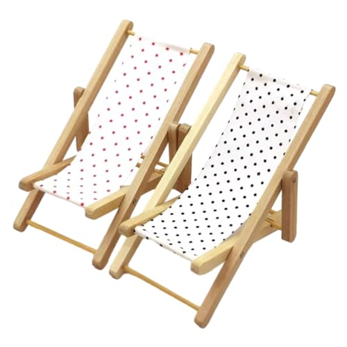 VANZACK 2Stücke Puppenhaus Strandstuhl Faltbarer Lounge Hochsimulierte Dekoration für Puppenhaus Zubehör für Küstenszenen und Bastelprojekte von VANZACK