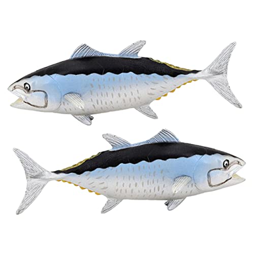 VANZACK 2Stücke Simulationsfisch Dekoration Kleine Fischfigurine Dekorative Fischstatue Für Aquarien Und Terrarien Realistische Blaue Thunfisch Modelle Für Sammler von VANZACK