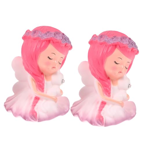 VANZACK 2st Kuchen Backen Ornamente Mini-mädchenfigur Puppe Weihnachtsdekorationen Prinzessinnenfiguren Mini-kranz Cupcake-dekoration Kuchen Topper Statue Requisiten Vinyl Mädchen Herz von VANZACK