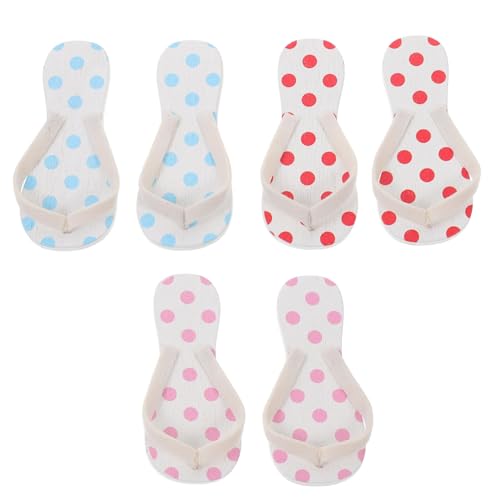 VANZACK 3 Paare Miniatur Miniatur Hausschuhe Modell aus Stabilem Material für Puppenhaus Deko Realistische Strand Sandalen in Blau Rot von VANZACK