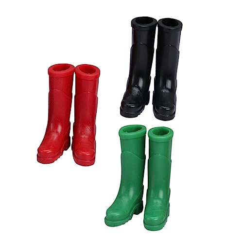 VANZACK 3 Paare Puppenhaus Zubehör Miniatur Dekorative Stiefel Schwarz Rot Grün für Puppenhaus Szene Realistische Details von VANZACK