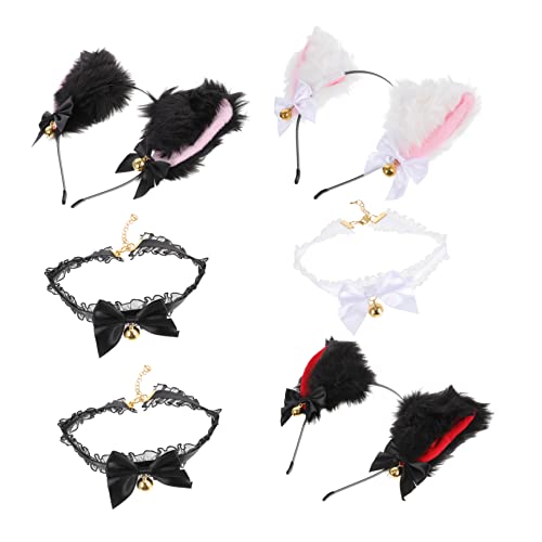 VANZACK 3 Sätze Katzenohren Haarreifen und Spitzenhalsband mit Glocke Lolita Choker Cosplay Accessoires für Halloween Karneval Party Verkleidung Flauschig und Elegant Vielseitig VANZACK 3 Sätze Katzenohren Haarreifen und Spitzenhalsband mit Glocke Lolita Choker Cosplay Accessoires für Halloween Karneval Party Verkleidung Flauschig und Elegant Vielseitig von VANZACK