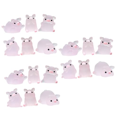 VANZACK 3 Sätze Mini Tiere Aus Kunstharz Ferkel Miniatur Tierfiguren Süße Schweinchenfiguren Winzige Schweine Leuchtende Schweinefiguren Spielzeugschwein 6 Stücke * 3 von VANZACK