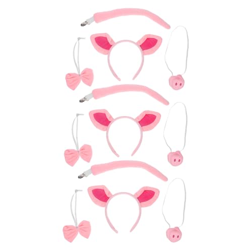 VANZACK 3 Satz Niedliches Schwein Kostüm Set Plüsch Schweineohren Nase Stirnband für Erwachsene Halloween Party Cosplay Tierverkleidung Zubehör Rosa Tierkostüm VANZACK 3 Satz Niedliches Schwein Kostüm Set Plüsch Schweineohren Nase Stirnband für Erwachsene Halloween Party Cosplay Tierverkleidung Zubehör Rosa Tierkostüm von VANZACK