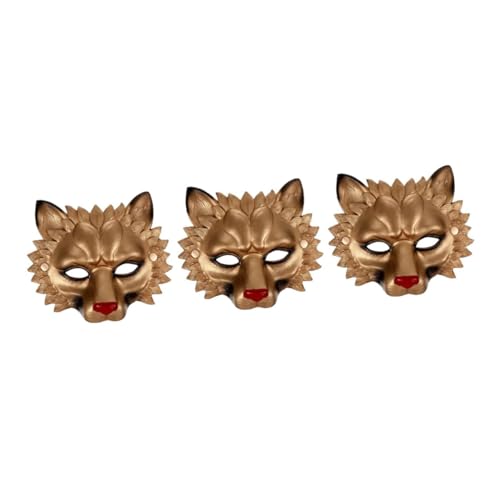 VANZACK 3 Stck. Löwenmaske Halloween Cosplay aus Atmungsaktivem PU Realistische Tiermaske für Tanzparty Festival Maskerade Lustige Kostümdekoration in Gold VANZACK 3 Stck. Löwenmaske Halloween Cosplay aus Atmungsaktivem PU Realistische Tiermaske für Tanzparty Festival Maskerade Lustige Kostümdekoration in Gold von VANZACK