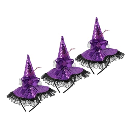 VANZACK 3 Stück Hexenhut Haarreif mit Spitzen Pailletten Halloween Kopfschmuck für Damen Leichter Party-haarreif für Kostüm Cosplay und Familienfeiern VANZACK 3 Stück Hexenhut Haarreif mit Spitzen Pailletten Halloween Kopfschmuck für Damen Leichter Party-haarreif für Kostüm Cosplay und Familienfeiern von VANZACK