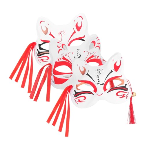 VANZACK 3 Stück Japanische Katzenmaske Handbemalt Halbes Gesicht Cosplay Maske für Halloween Party Maskerade Leichte Stabile und Wiederverwendbare Dekoration im Traditionellen Stil VANZACK 3 Stück Japanische Katzenmaske Handbemalt Halbes Gesicht Cosplay Maske für Halloween Party Maskerade Leichte Stabile und Wiederverwendbare Dekoration im Traditionellen Stil von VANZACK