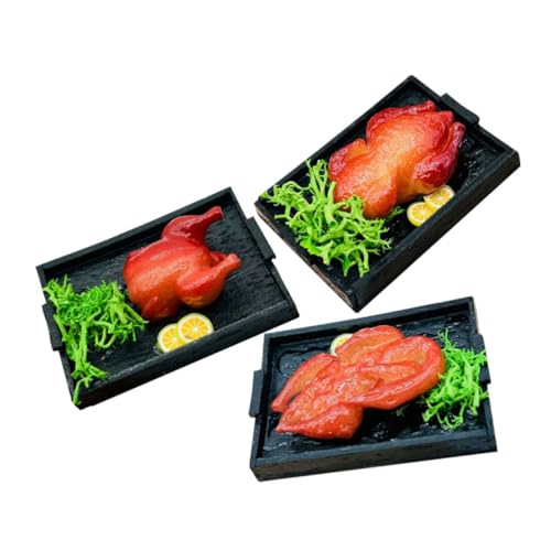 VANZACK 3 Stück Miniatur-Essens- und Spielzeugszenen Miniaturen Figuren Essen Mini Food Model Kit Ente Hausspielzeug winzige pp von VANZACK