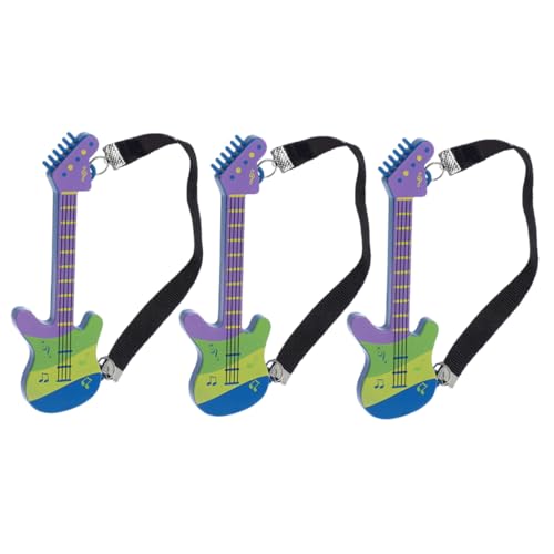 VANZACK 3 Stück Miniatur Gitarrenmodell Teilig Kreative Mini Deko mit Schulterriemen Lebensechte Miniaturgitarre aus Kunststoff für Puppen Vielseitiges und Heimdekoration von VANZACK