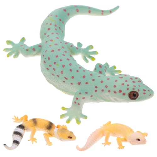 VANZACK 3 Stück Realistische Gecko-Modelle Simulation Tierfiguren Sammelfiguren Desktop Dekoration und Lernspielzeug für Erwachsene von VANZACK