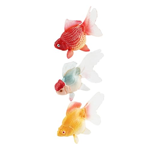 VANZACK 3 Stück Simuliertes Zierfischspielzeug Feengarten-goldfisch Kleine Koi-Fisch-Figur Gefälschte Fischspielzeuge Kleine Koi-fischfigur Schwimmender Fisch Miniaturfischfiguren PVC von VANZACK