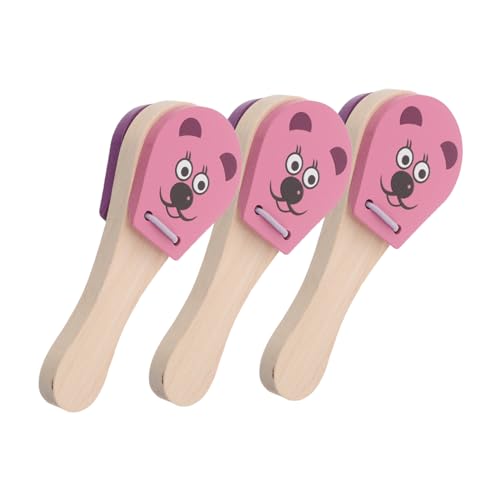 VANZACK 3 Stück Teiliges Holzspielzeug für Kleinkinder Tierisch Gestaltete Kastagnetten mit Mausmotiv Ergonomisch Leicht zu Greifen Orff Instrument für Frühe Musikalische und Hand Auge von VANZACK