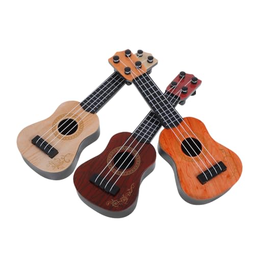 VANZACK 3 Stück Teiliges Ukulele für Realistische Mini Gitarren Braun und Gelb Musikalisches Lernspielzeug Musikinteresse und Musikalischer Früherziehung Sicher und Kindgerecht von VANZACK