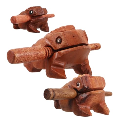 VANZACK 3 Stücke Lustige Holz Frosch Instrument Handgemachte Percussion Musical Tone Block Schreibtisch Zubehör Büro Schreibtisch Spielzeug Einzigartige Sound Maker von VANZACK
