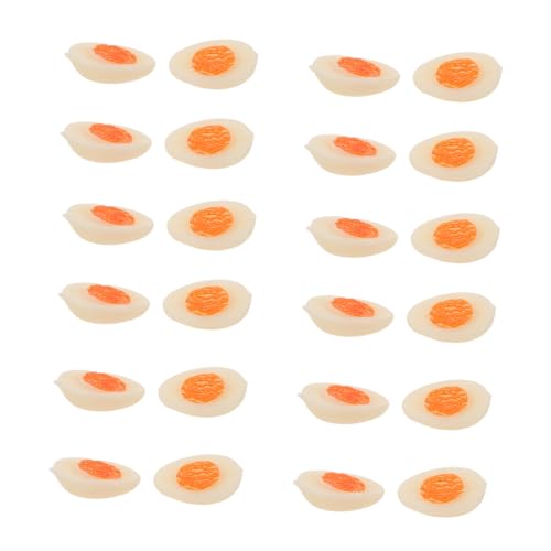 VANZACK 30 Stück Miniatur Halbierte Wassergekochte Eier für Puppenhaus Küche Dekorationen Realistische Miniatur Simulation Lebensmittel Leicht Tragbar für Rollenspiele von VANZACK