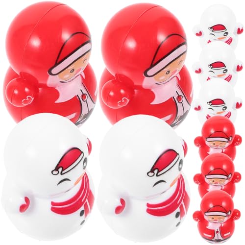 VANZACK 30 Stück Teiliges Mini Weihnachts Tumbler Schneemann Weihnachtsmann Stabile Kunststoff Dekofiguren Tischdekoration Sichere Party Mitgebsel für Familien von VANZACK
