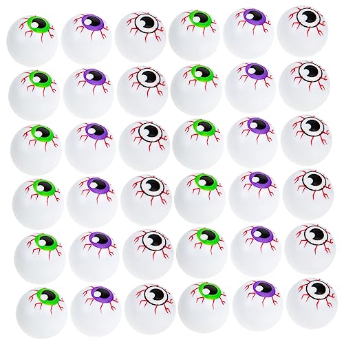 VANZACK 36 Teiliges Halloween Bunte Hohle Kunststoff Augenbälle Elastische Gruseldekoration für Party Deko für Innen und Außen für Halloween Fest und Schaurige Szenen von VANZACK