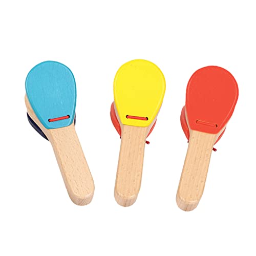 VANZACK 3Stücke Holz Kastagnetten Musikinstrument Für Kleinkinder Percussion Instrument Für Musikalische Frühförderung Und Kreative Spielstunden von VANZACK
