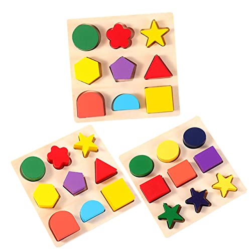 VANZACK 3Stücke Holzspielzeug Teiliges Erkennungsform Sortierer für Lernspielzeug Formerkennung Sicheres Montessori Puzzle für Kleinkinder von VANZACK