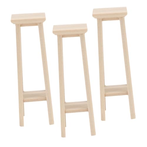 VANZACK 3Stücke Möbelmodell Mini Hocker aus Holz DIY Blumentisch für Puppenhaus Dekorativer Blumenständer für Mikro Landschaftsgärten und Dekorationen von VANZACK