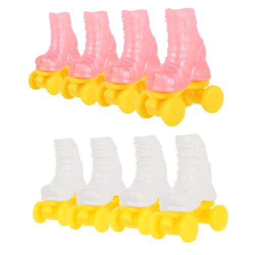 VANZACK 4er-Set Miniatur-Rollschuhe Für Puppen Bastelprojekte Stabile Kunststoffkonstruktion Realistische Schlittschuhoptik von VANZACK
