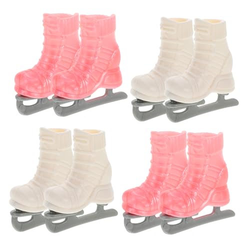 VANZACK 4 Paare Miniatur Rollschuhe für Puppen Dekoration Realistische Kunststoff Eislaufschuhe DIY Puppenzubehör für Ankleiden und Basteln Detailreiche Mini Rollschuhe in Weiß von VANZACK