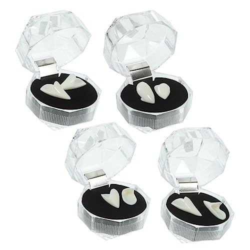 VANZACK 4 Paare Vampirprothesen Junge Vampir-Cosplay Fang Dame beängstigend Vampirkostümzubehör Vampirzähne Halloween-Reißzähne-Sortiment Halloween Kostümzubehör Falsche Zähne Transparent von VANZACK