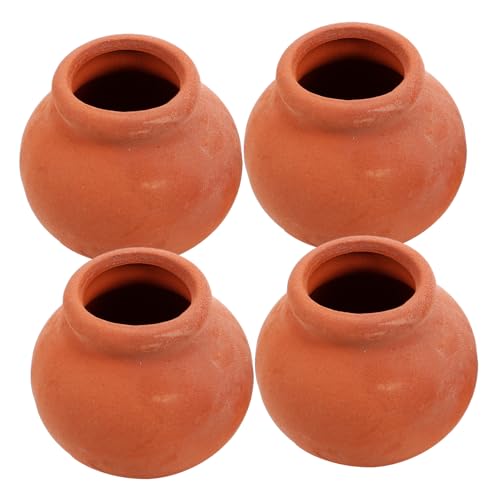 VANZACK 4 STÜCKE Teiliges Miniatur Terrakotta Blumentöpfe Detailreiche Keramik für Puppenhaus Garten Vielseitige DIY Puppenhaus Zubehör für Junge Mädchen Kreative Szenengestaltung von VANZACK