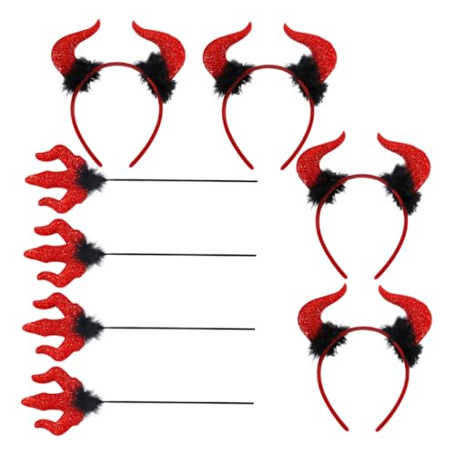VANZACK 4 Sätze Halloween Teufel Kostüm Zubehör Roter Teufelshorn Haarreif und Trident Stab Detailreiches Design Leicht und für Karneval Cosplay und Mottoparty VANZACK 4 Sätze Halloween Teufel Kostüm Zubehör Roter Teufelshorn Haarreif und Trident Stab Detailreiches Design Leicht und für Karneval Cosplay und Mottoparty von VANZACK