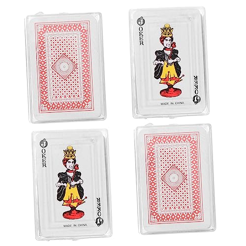 VANZACK 4 Sätze Miniatur Pokerkarten Teilig Leichte Kunststoff und Papierkarten Kleine Spielkarten für Puppenhaus Partygeschenk und Rollenspiel Farbenfrohes Reisespielzeug für Mädchen und von VANZACK